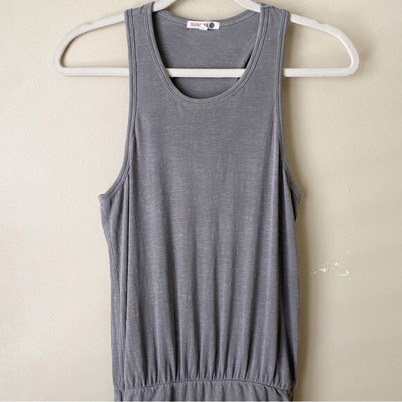 Sundry | Uptown Scrunched Mini Tank Dress Racerback Athleisure Gray Size 0 - Picture 3 of 7